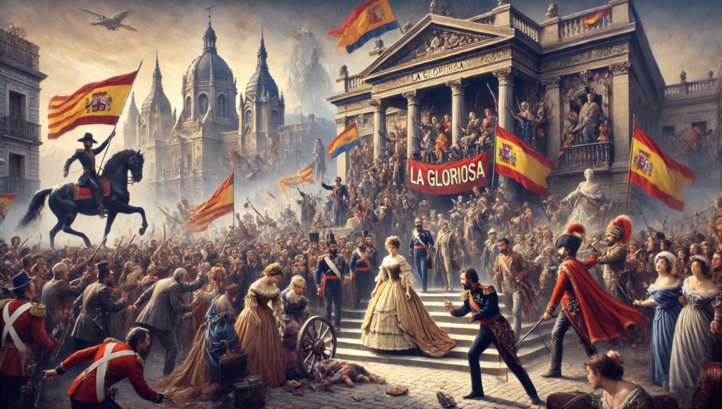 imagen que representa la Gloriosa, la revolución de 1868