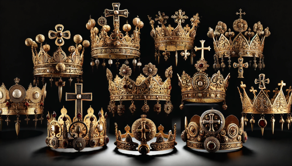 Imagen que representa coronas de los antiguos reyes visigodos