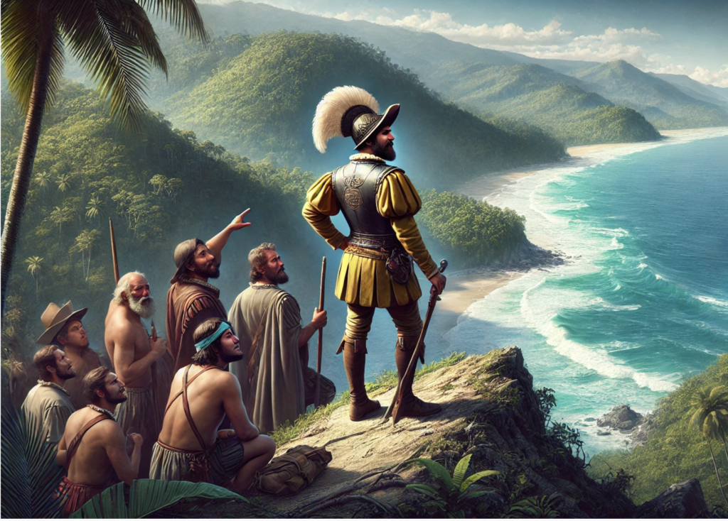 imagen que representa a Nuñez de Balboa descubriendo el océano pacífico