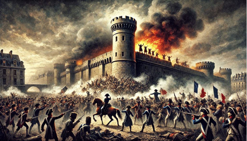 Imagen que representa la toma de la Bastilla durante la revolución Francesa